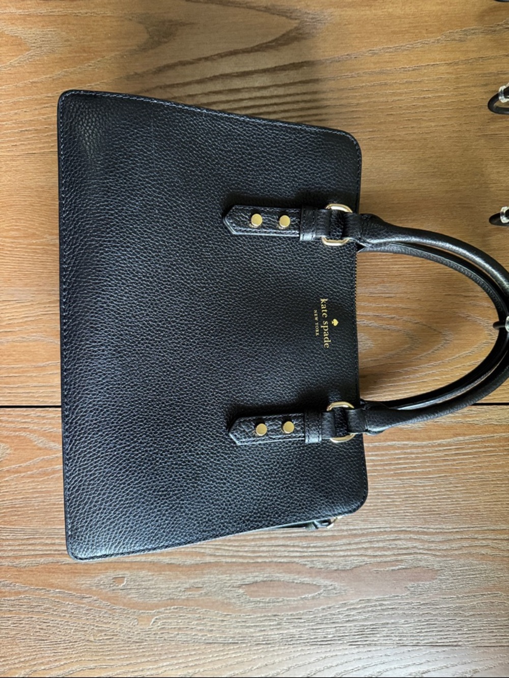 kate spade Black Pebbled Leather Tote with Gold Hardware